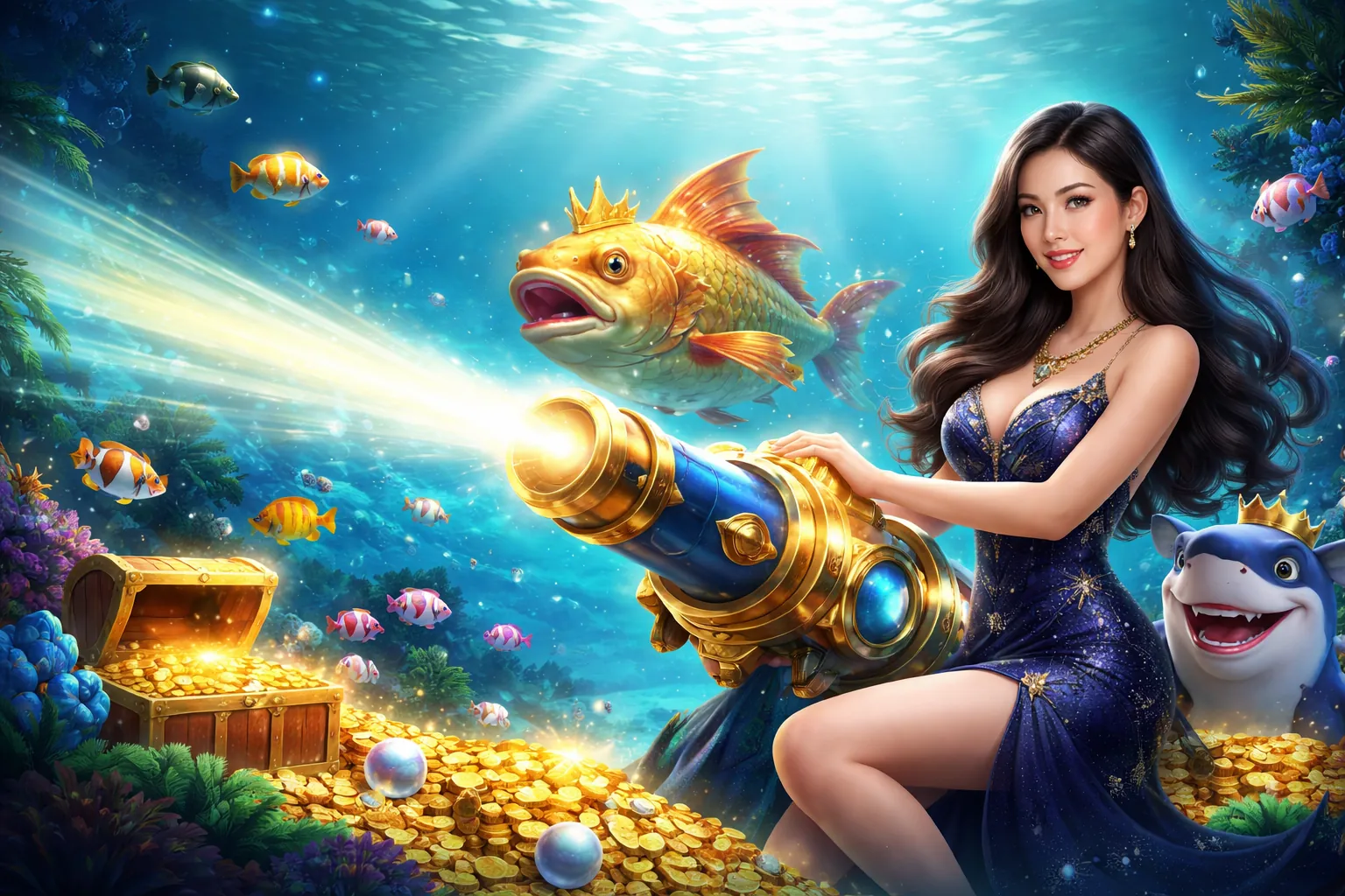Hình ảnh đại dương sống động của trò chơi Bắn Cá Kim99